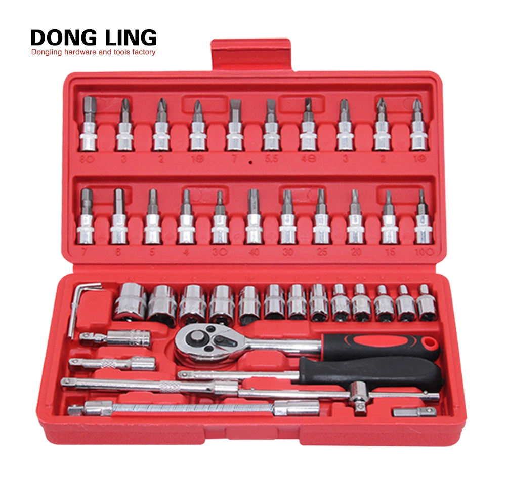 Low MOQ 46 PCS 1/4&quot; Torque Wrench Socket Set Household Bike Bicycle Repairing with Plastic Tool Box