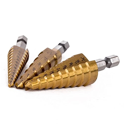 3PCS/Set High Speed Steel Titanium Step Drill Bit Set with Pouch Impact Driver Compatible 28 (1/8-3/4&prime;&prime;)