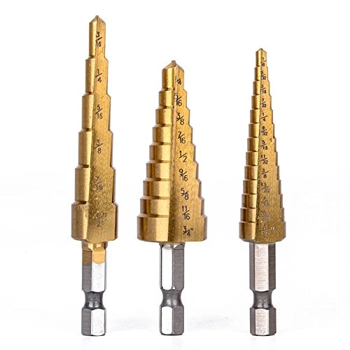 3PCS/Set High Speed Steel Titanium Step Drill Bit Set with Pouch Impact Driver Compatible 28 (1/8-3/4&prime;&prime;)